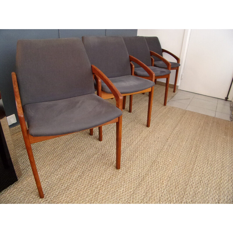 Set of 4 Scandinavian Korup Stolefabrik chairs, Kai KRISTIANSEN - 1960s