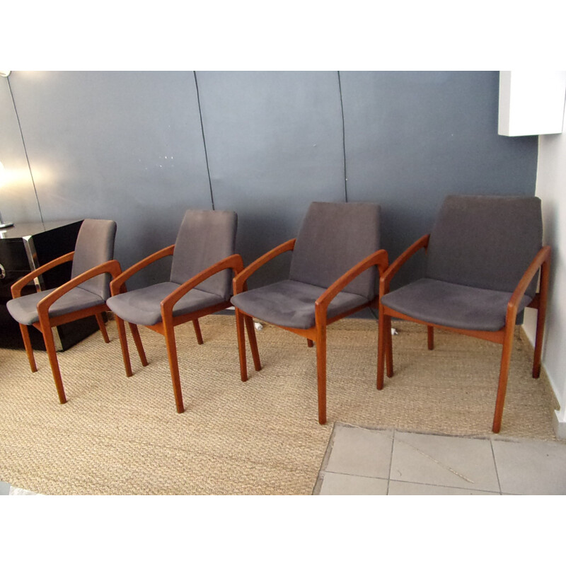 Set of 4 Scandinavian Korup Stolefabrik chairs, Kai KRISTIANSEN - 1960s