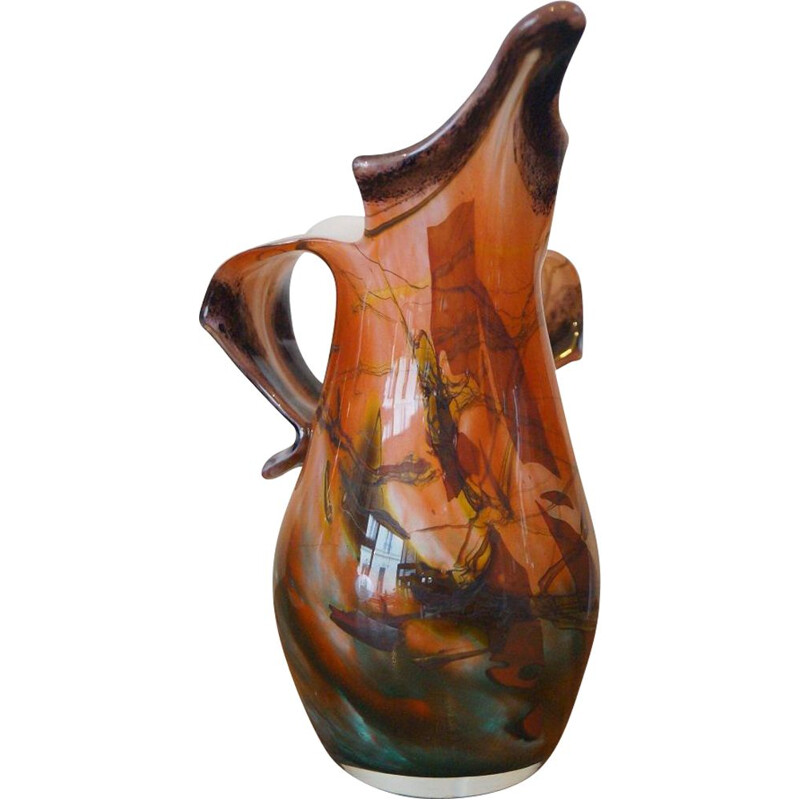 Vase vintage en verre soufflé par Gérard Torcheux, 1970