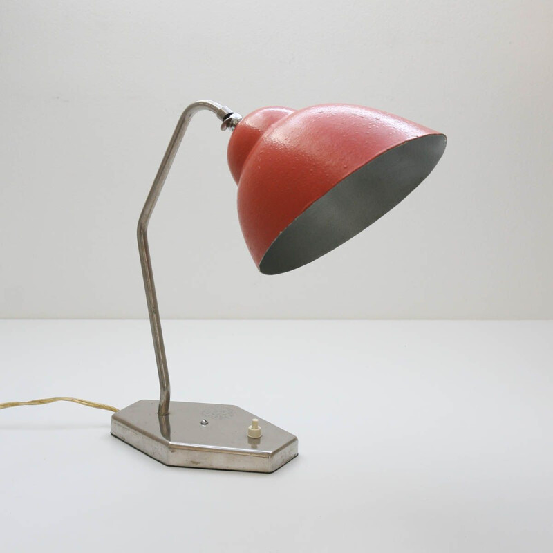 Lampada da tavolo vintage cremisi di Inkop, 1960