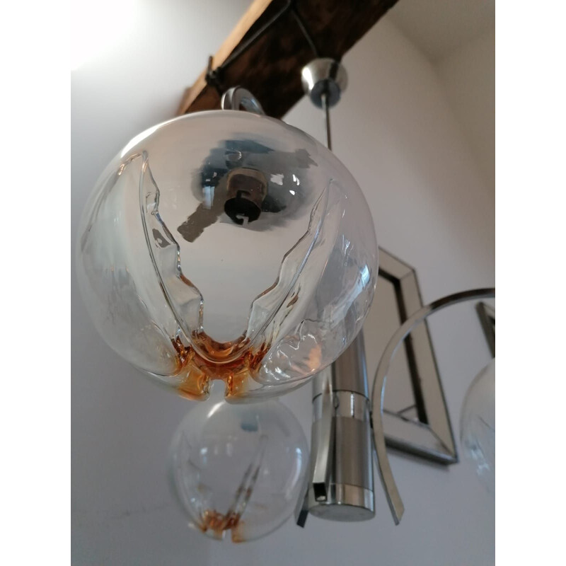 Vintage 3 globes Murano suspension lamp