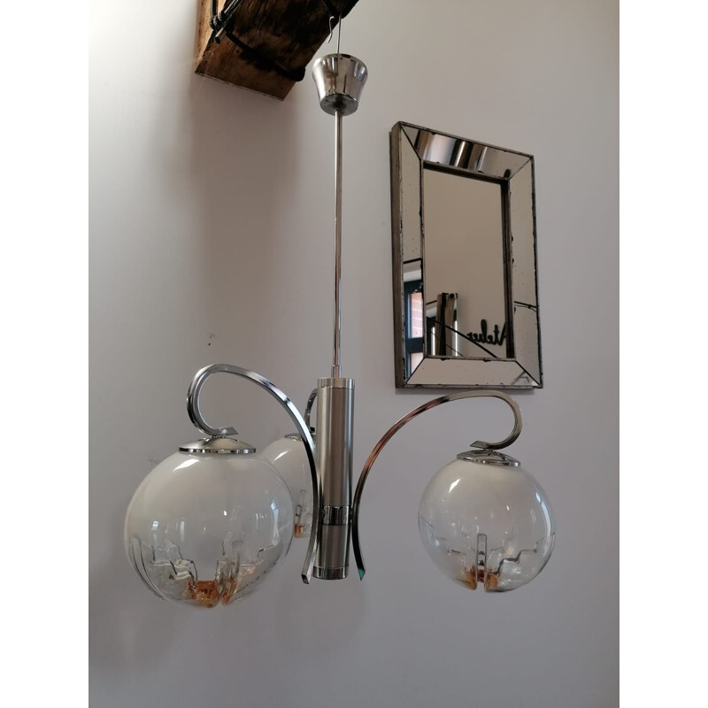 Vintage 3 globes Murano suspension lamp