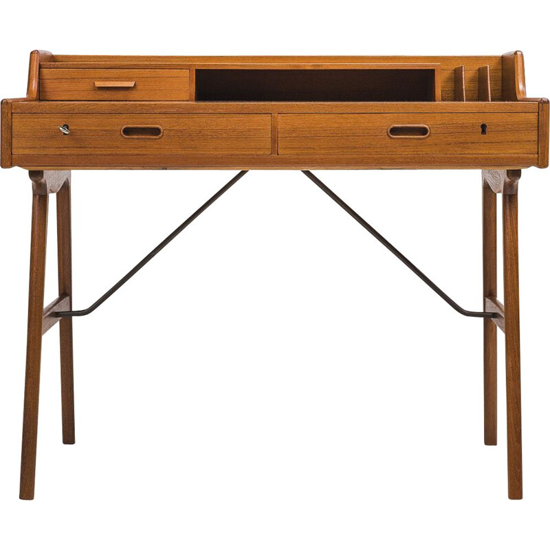 Vintage Danish Model 56 Teak Desk by Arne Wahl Iversen, 1961