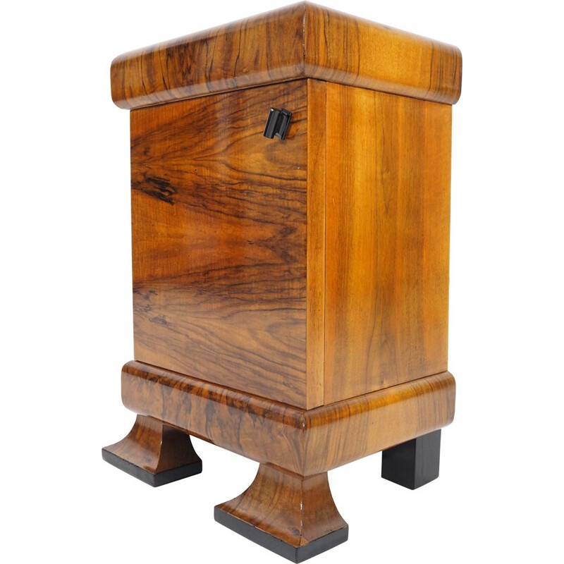 Vintage Walnut Veneer Nightstand, 1940