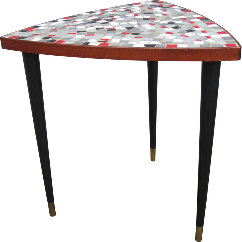 Vintage Scandinavian triangular mosaic side table