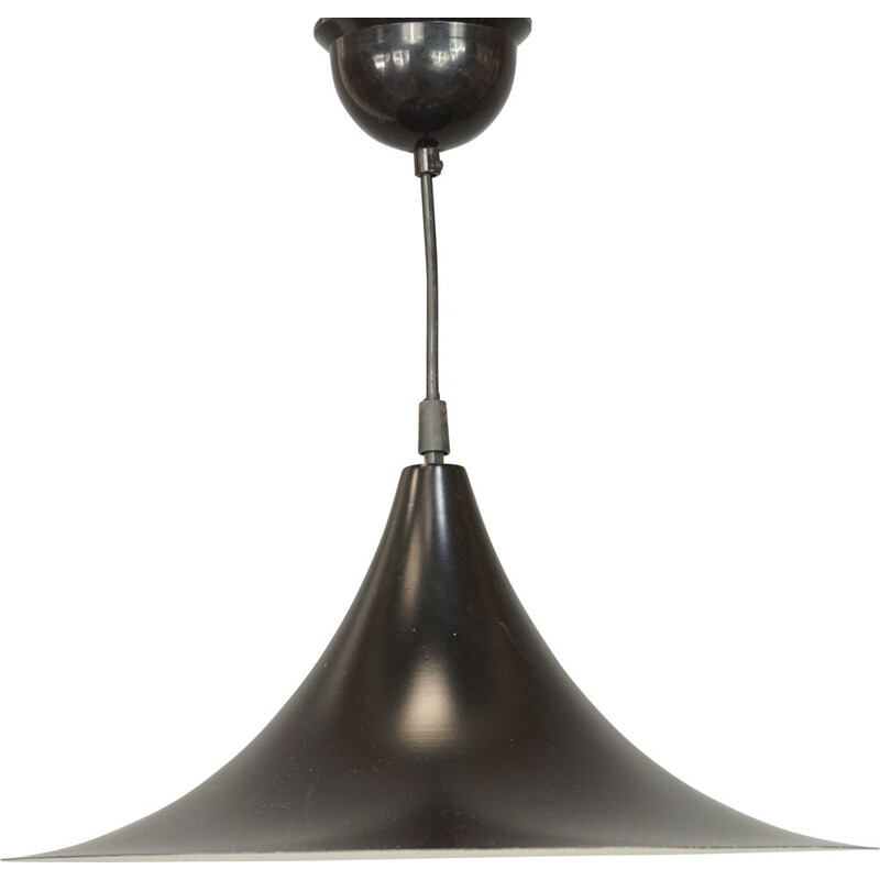 Vintage black and white lacquered metal hanging lamp