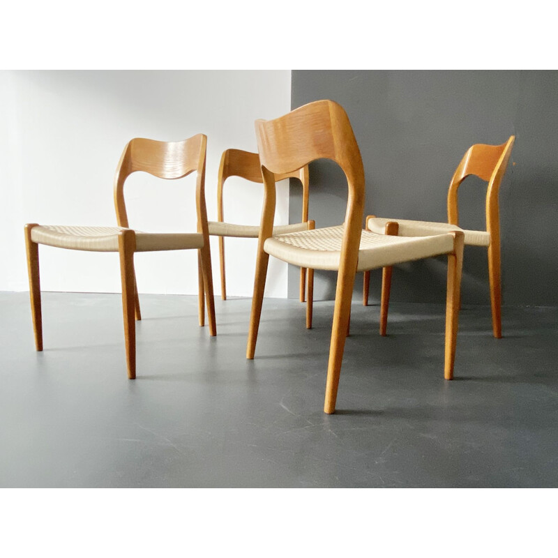 Lot de 4 chaises vintage en teck modèle 71 de Niels Otto Möller pour J. L. Möller Möbelfabrik, 1950