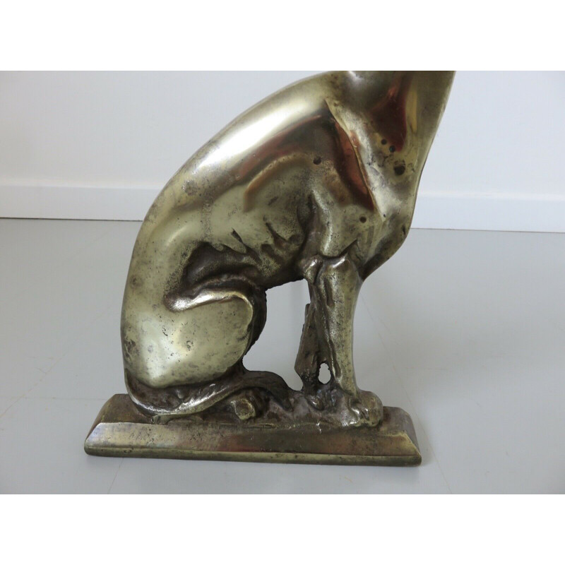 Pair of solid bronze vintage hunting dogs 1960