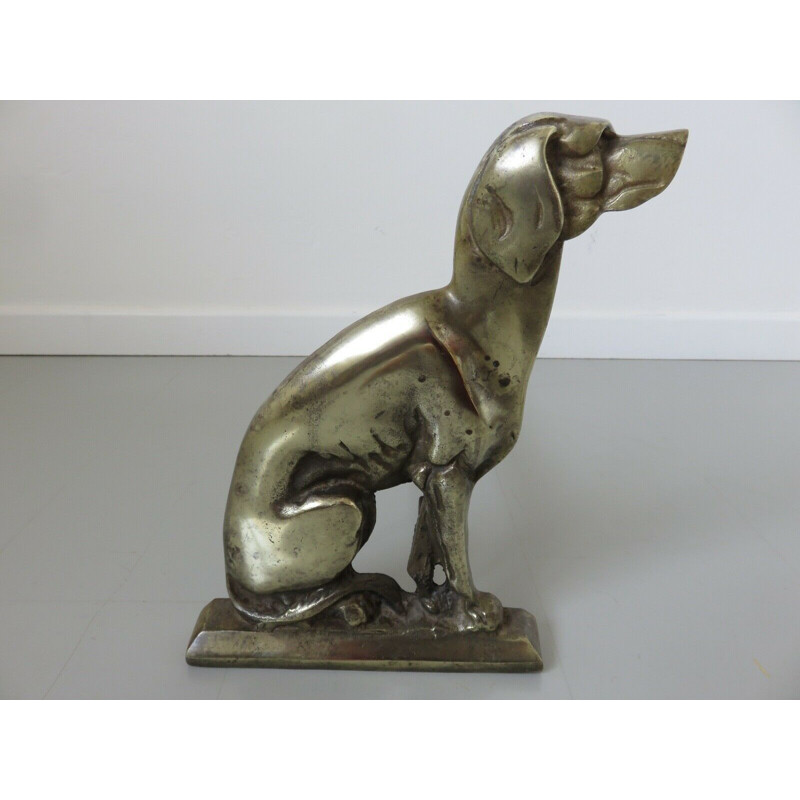 Pair of solid bronze vintage hunting dogs 1960