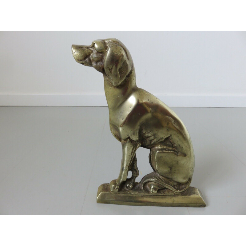 Pair of solid bronze vintage hunting dogs 1960