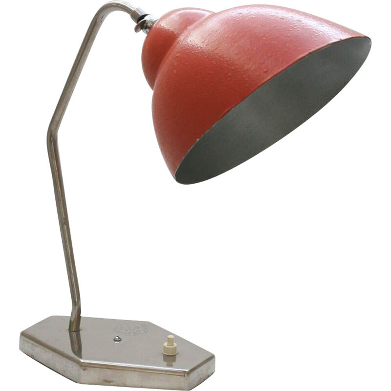 Vintage karmozijnrode tafellamp van Inkop, 1960