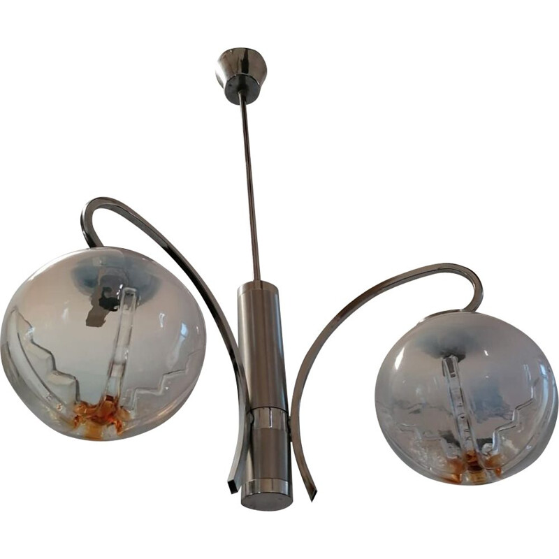 Suspension vintage à 3 globes Murano
