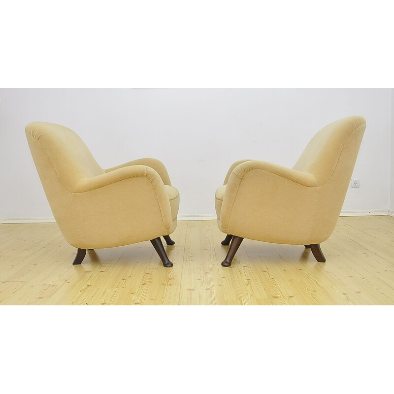 Pair of vintage velours armchairs by Berga Mobler
