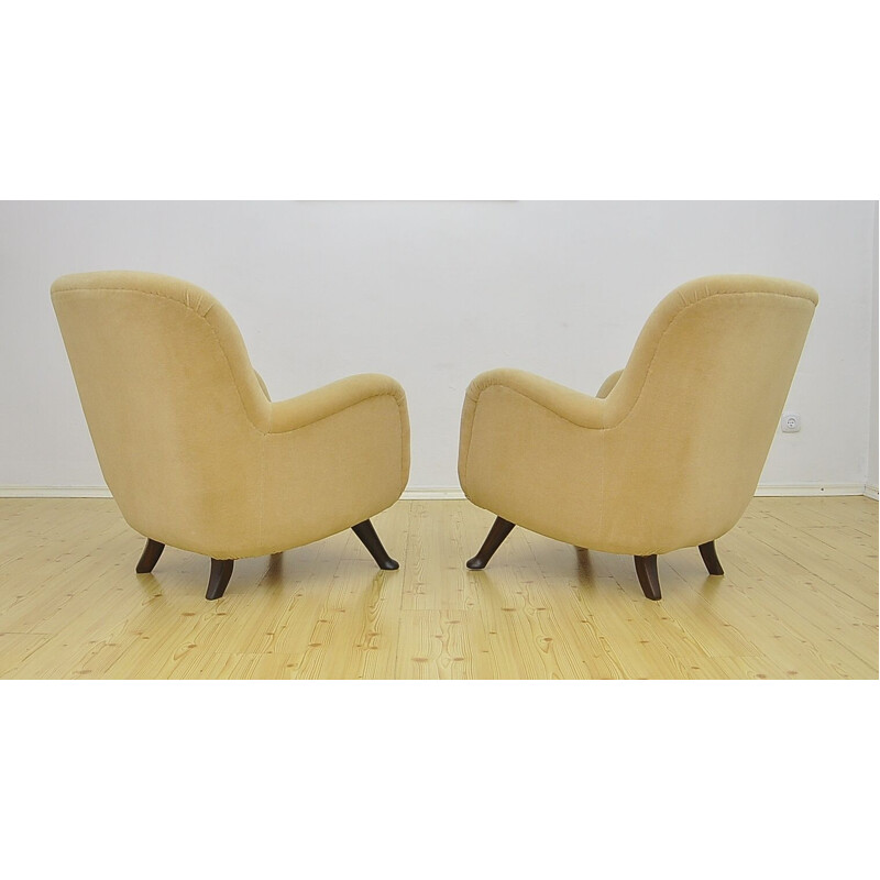 Pair of vintage velours armchairs by Berga Mobler