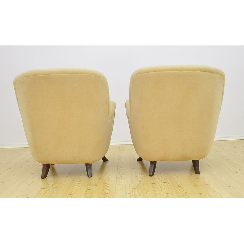 Pair of vintage velours armchairs by Berga Mobler