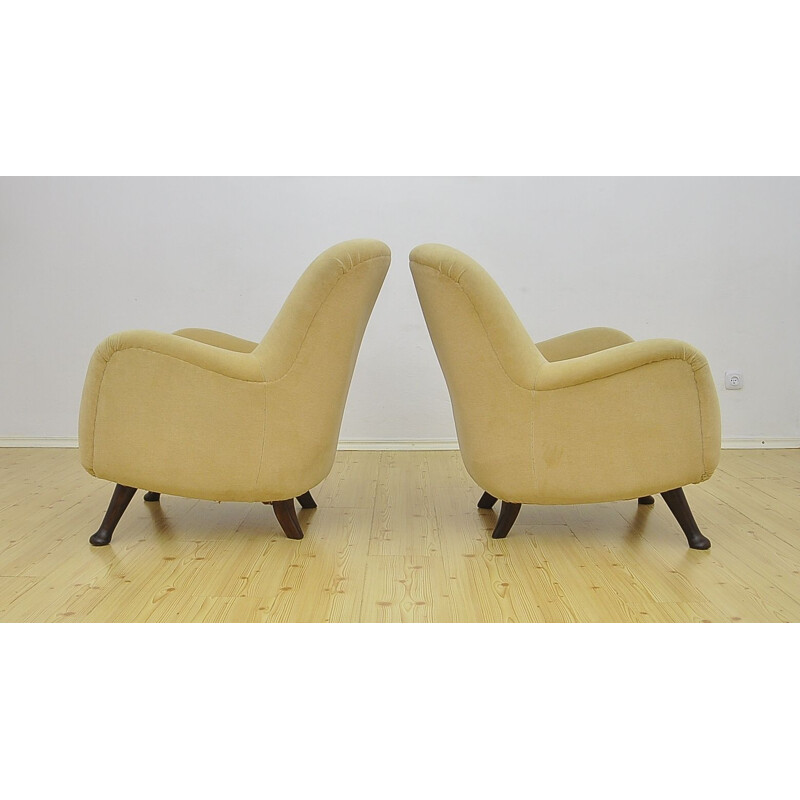 Pair of vintage velours armchairs by Berga Mobler