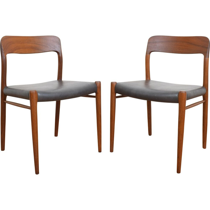 Pair of Danish teak chairs by Niels Otto Møller for J. L. Møller, 1960s