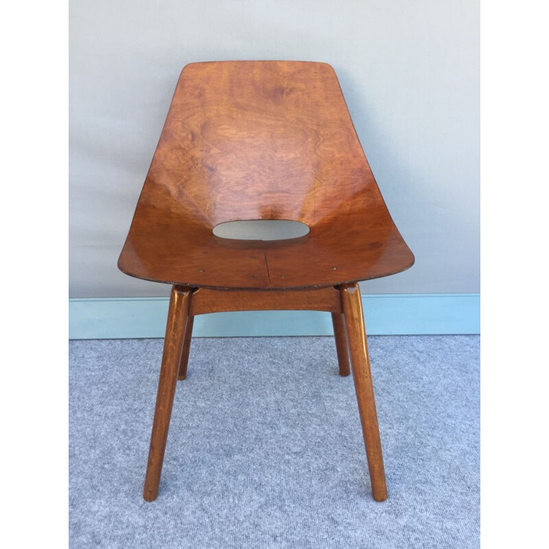 Vintage chair said "tonneau" by Pierre Guariche for Steiner, first edition, 1953