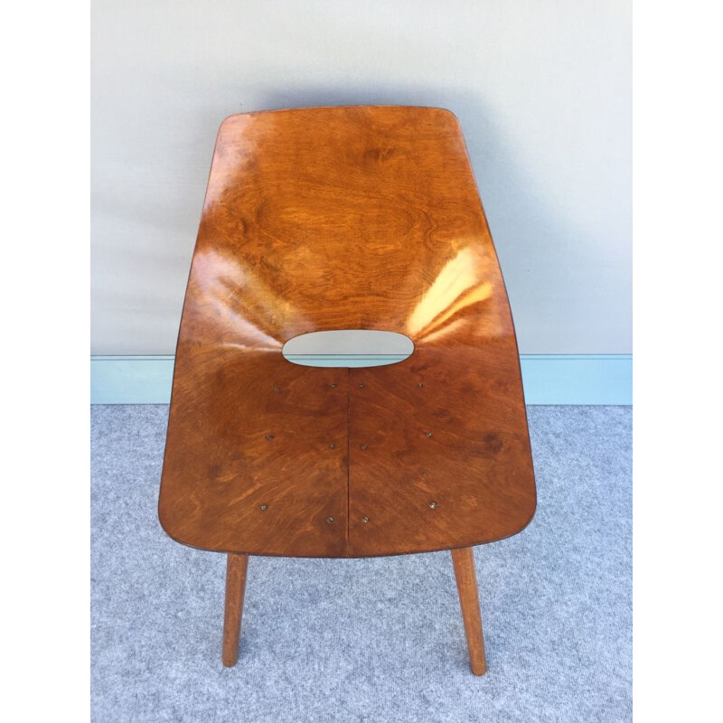 Vintage chair said "tonneau" by Pierre Guariche for Steiner, first edition, 1953