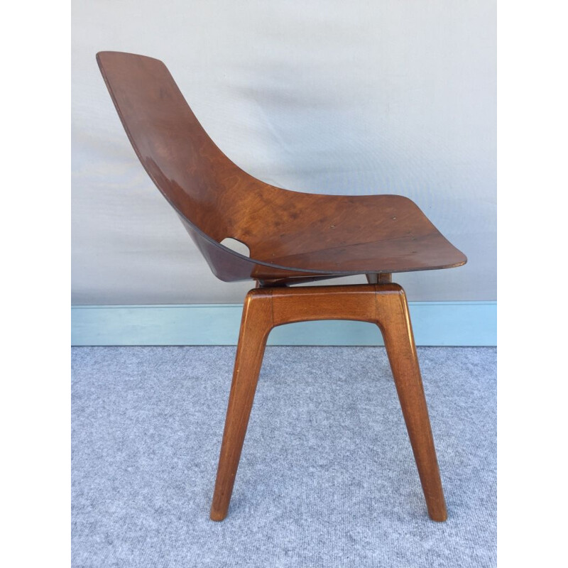 Vintage chair said "tonneau" by Pierre Guariche for Steiner, first edition, 1953