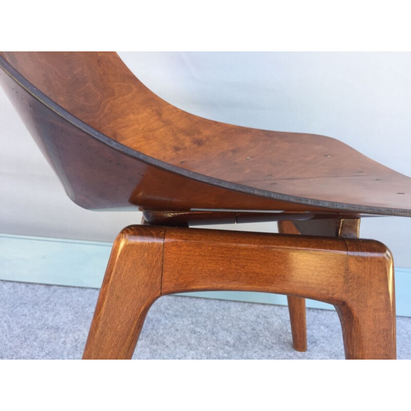 Vintage chair said "tonneau" by Pierre Guariche for Steiner, first edition, 1953