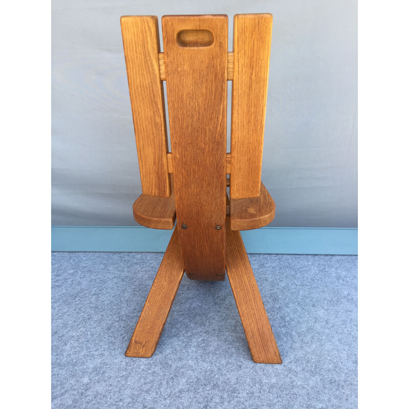 Set of 4 vintage elm chairs with tripod base