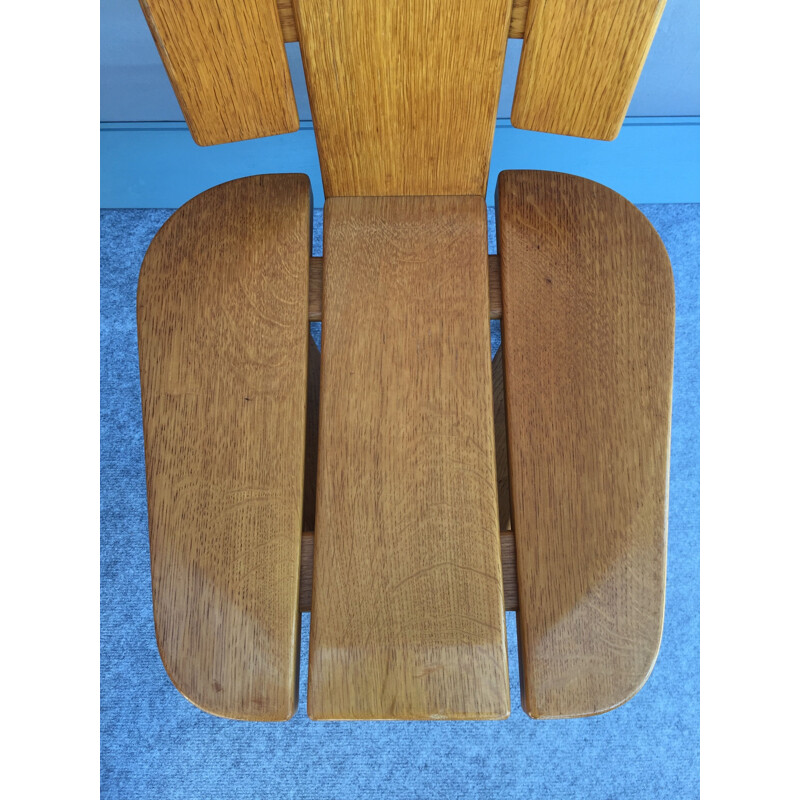 Conjunto de 4 cadeiras de olmo maciço vintage com pernas de tripé