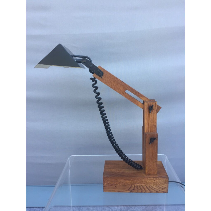 Lampe d'architecte vintage avec déflecteur triangulé par Daniel Pigeon, 1970