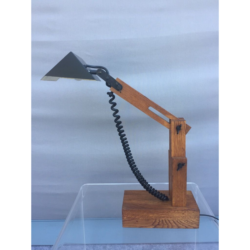 Vintage architect's lamp with triangulated baffle by Daniel Pigeon, 1970