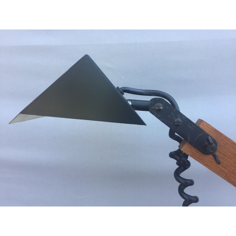 Vintage architect's lamp with triangulated baffle by Daniel Pigeon, 1970