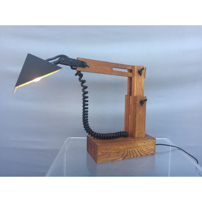 Lámpara vintage de arquitecto con deflector triangulado de Daniel Pigeon, 1970