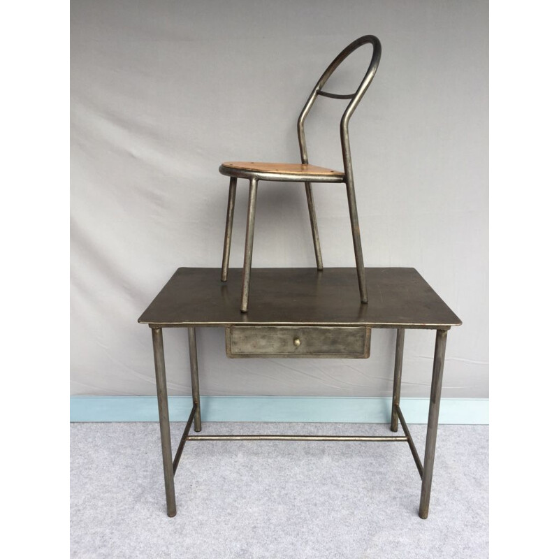 Vintage desk and chair by René Herbst for Mobilor