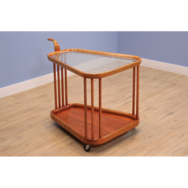 Vintage serving trolley in beech by Cesare Lacca for Cassina, 1960s