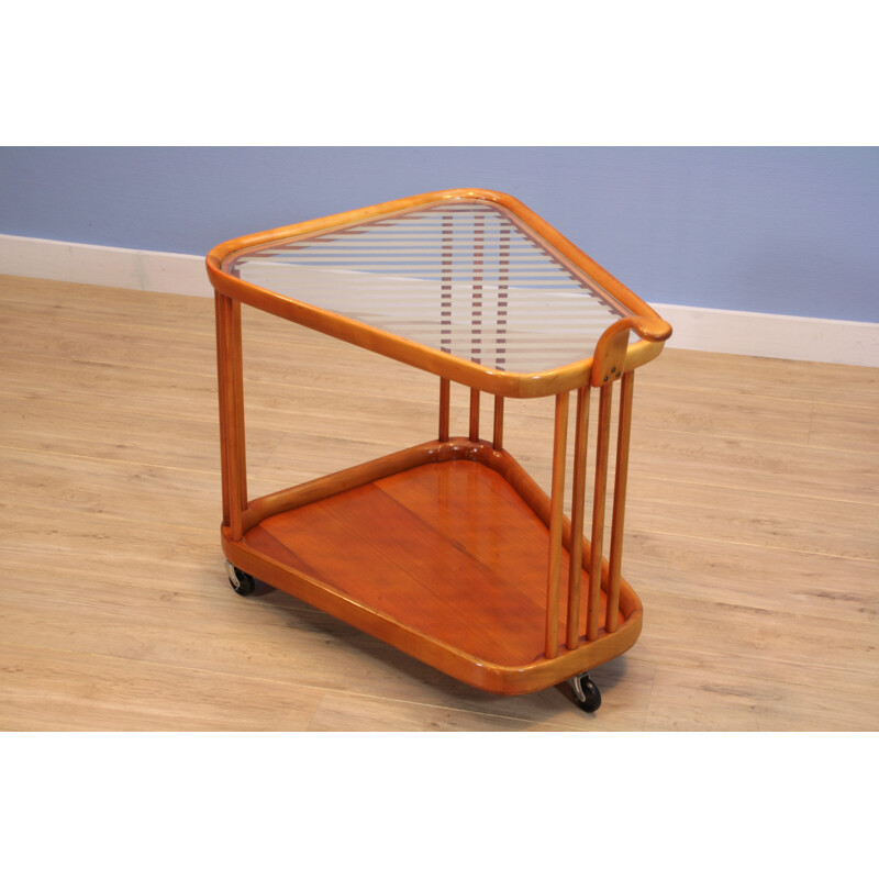 Vintage serving trolley in beech by Cesare Lacca for Cassina, 1960s