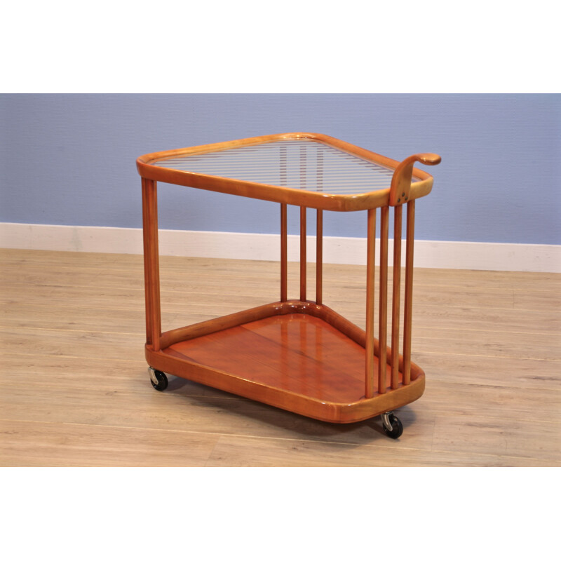 Vintage serving trolley in beech by Cesare Lacca for Cassina, 1960s