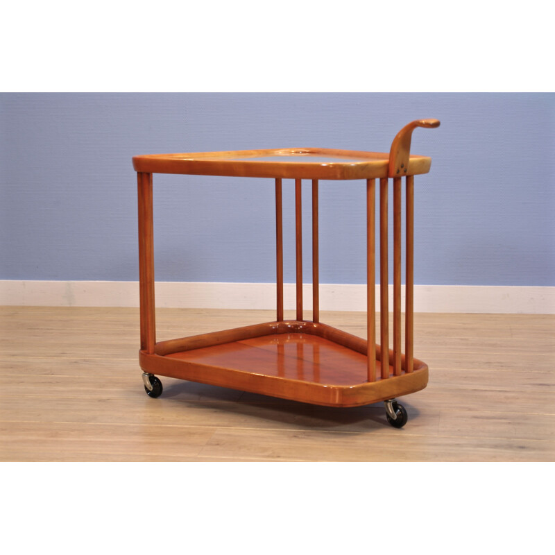 Vintage serving trolley in beech by Cesare Lacca for Cassina, 1960s