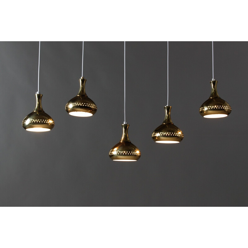 Set of five hanging lamps in gold brass, Hans-Agne JAKOBSSON - 1970s