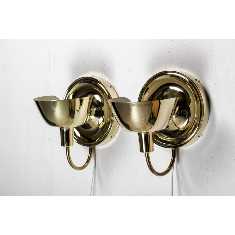 Svenskt Tenn pair of wall lamp model 2389 in gold brass, Josef FRANK - 1960s