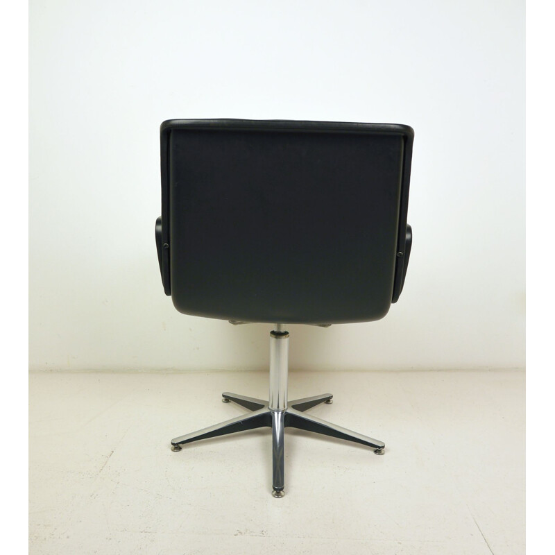 Chaise de bureau pivotante noire vintage de Delta Design pour Wilkhahn, Allemagne, 1970