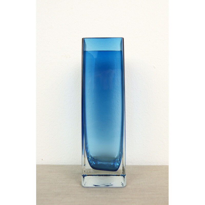 Vintage Blue Glass Vase by Gunnar Ander for Lindshammar, Sweden, 1960s