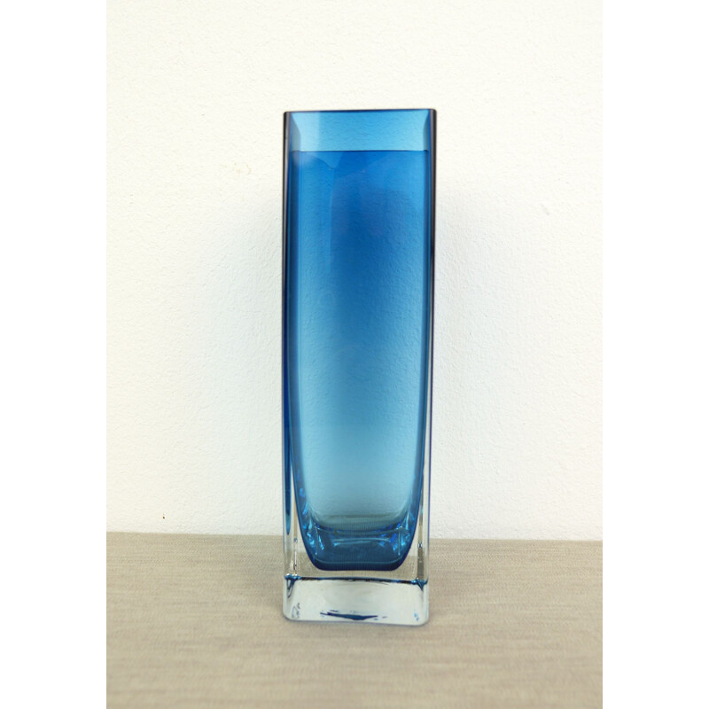 Vintage Blue Glass Vase by Gunnar Ander for Lindshammar, Sweden, 1960s