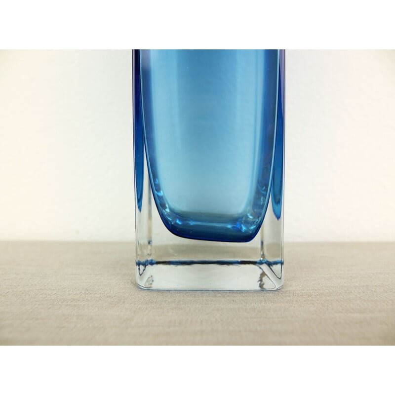 Vase en verre bleu vintage de Gunnar Ander pour Lindshammar, Suède, 1960