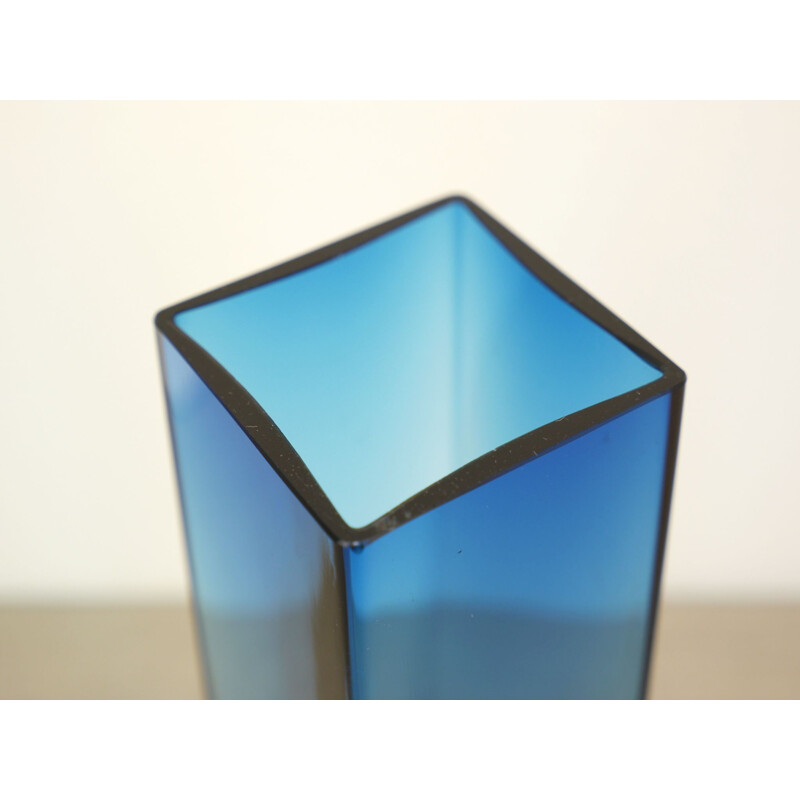 Vintage Blue Glass Vase by Gunnar Ander for Lindshammar, Sweden, 1960s