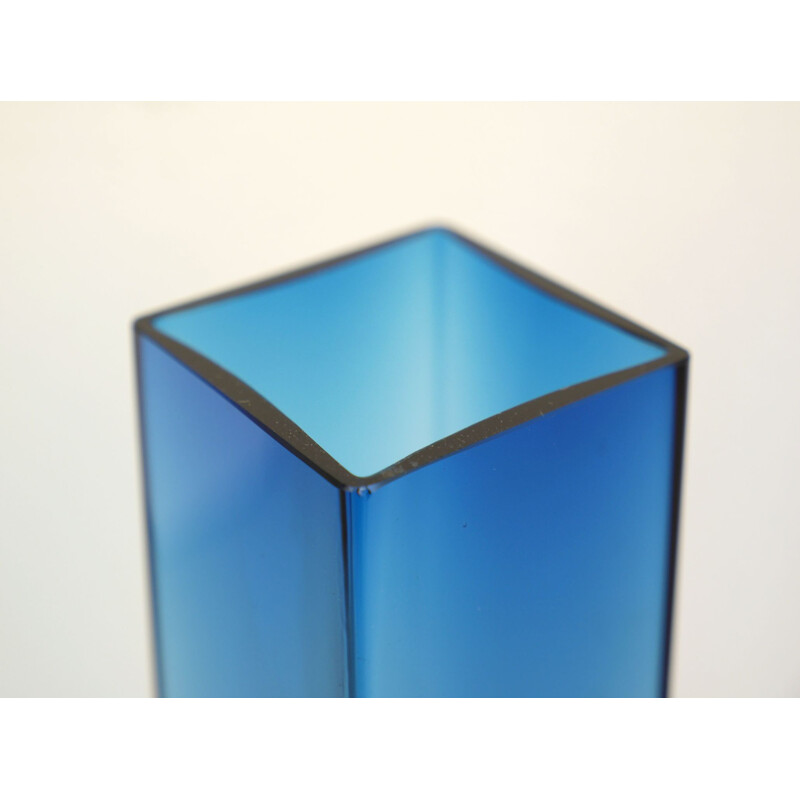 Vintage Blue Glass Vase by Gunnar Ander for Lindshammar, Sweden, 1960s