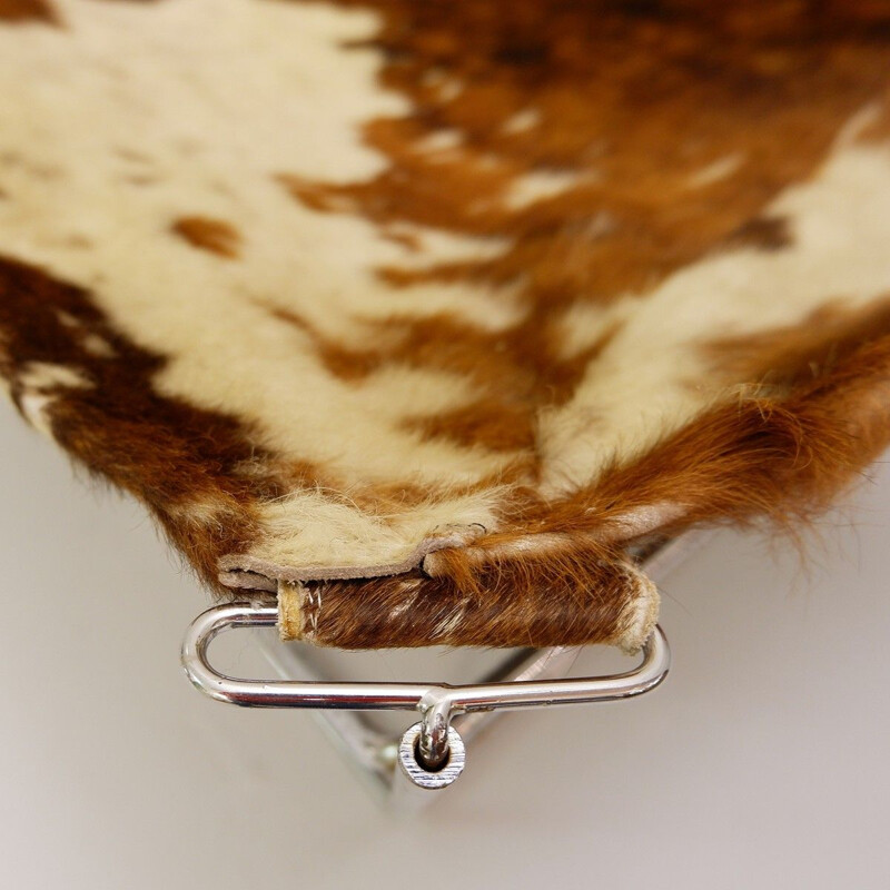 Vintage cowhide leather armchair, Odile Mir, France, 1972s