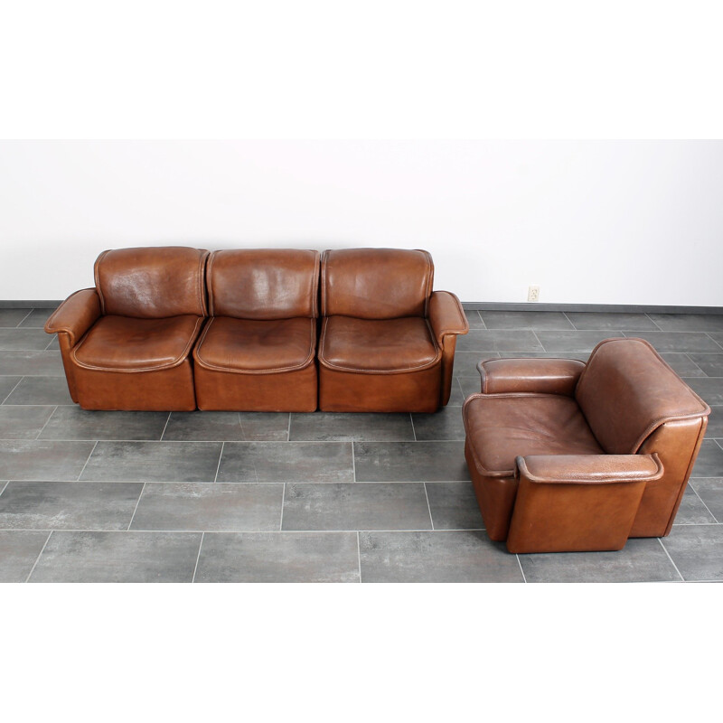 Vintage leather living set DS12 by De Sede