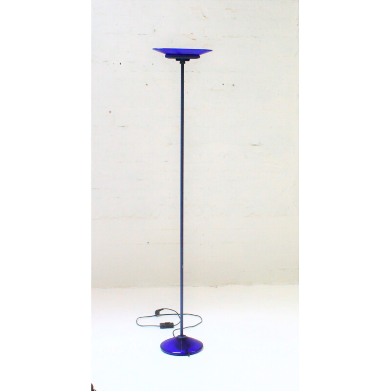 Vintage blue glass floor lamp "Jill" by Arteluce, 1980s