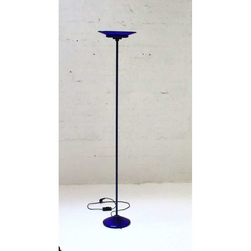 Vintage blue glass floor lamp "Jill" by Arteluce, 1980s