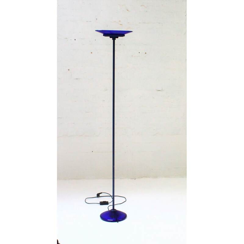 Lampadaire vintage "Jill" en verre bleu par Arteluce, 1980