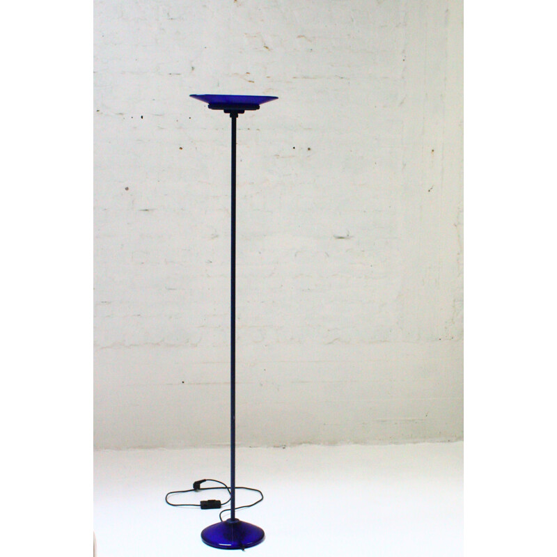 Vintage blue glass floor lamp "Jill" by Arteluce, 1980s